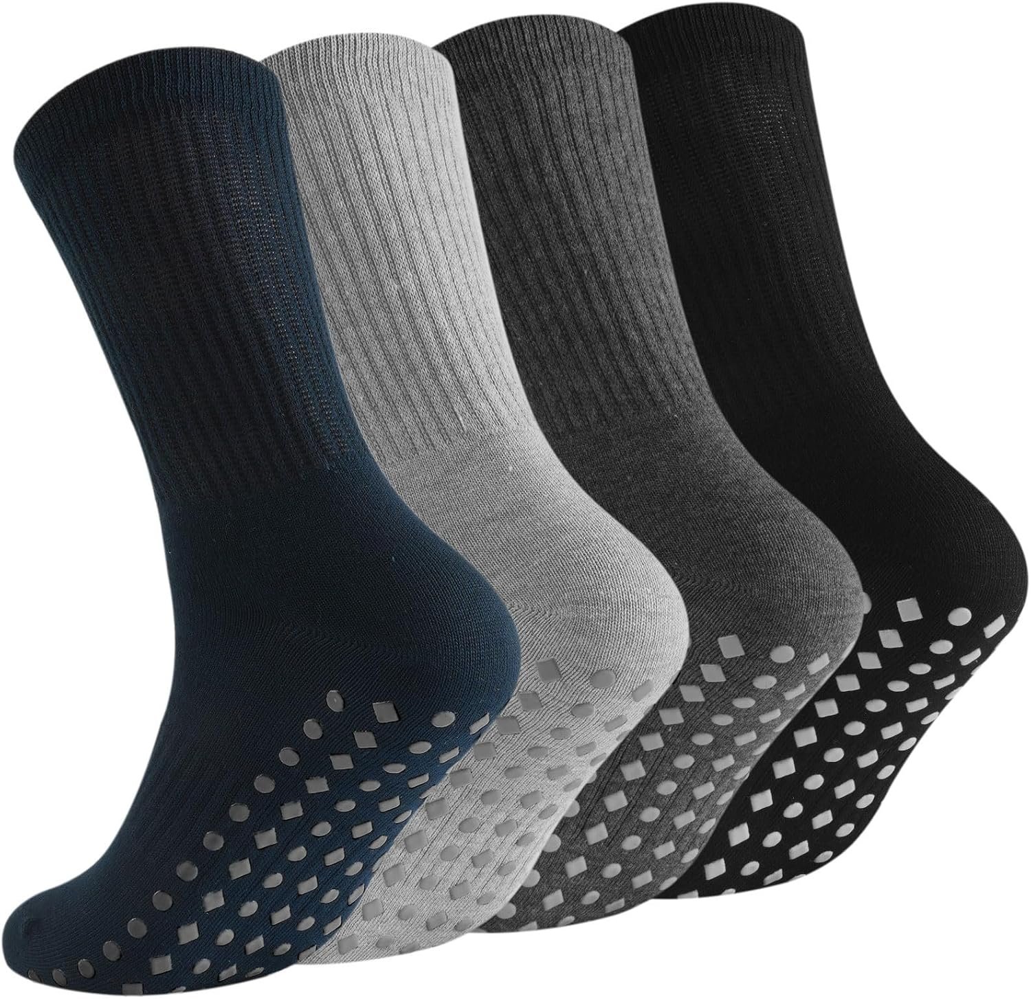 Non Slip Grip Socks for Men Women Crew Grippy Socks for Hospital Pilates Yoga,Gifts for Seniors Elderly