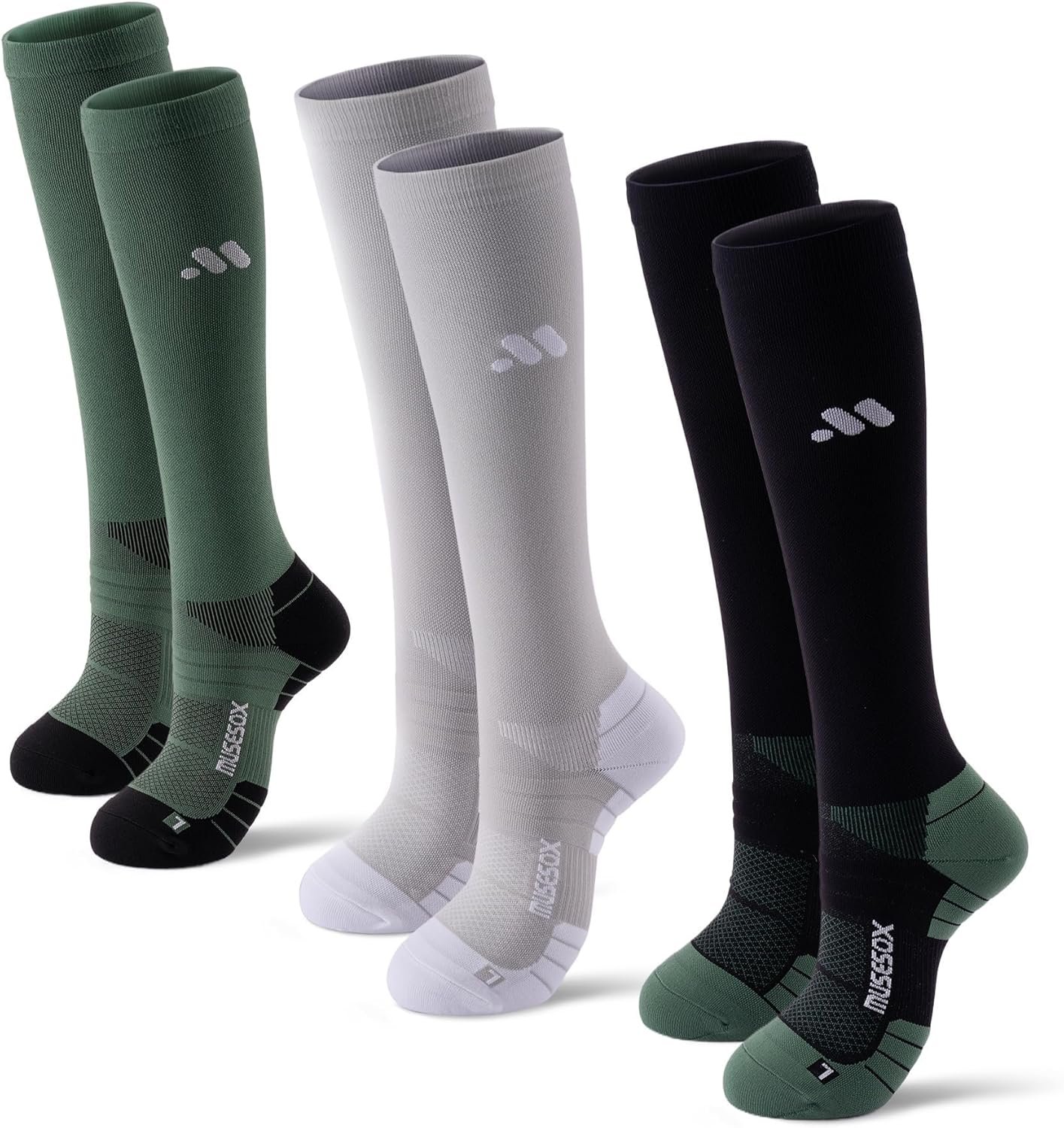 Compression Socks for Women and Men,Knee High 15-20mmHg Graduated Support(3 Pairs) Best for Nurses,Pregnant,Travel