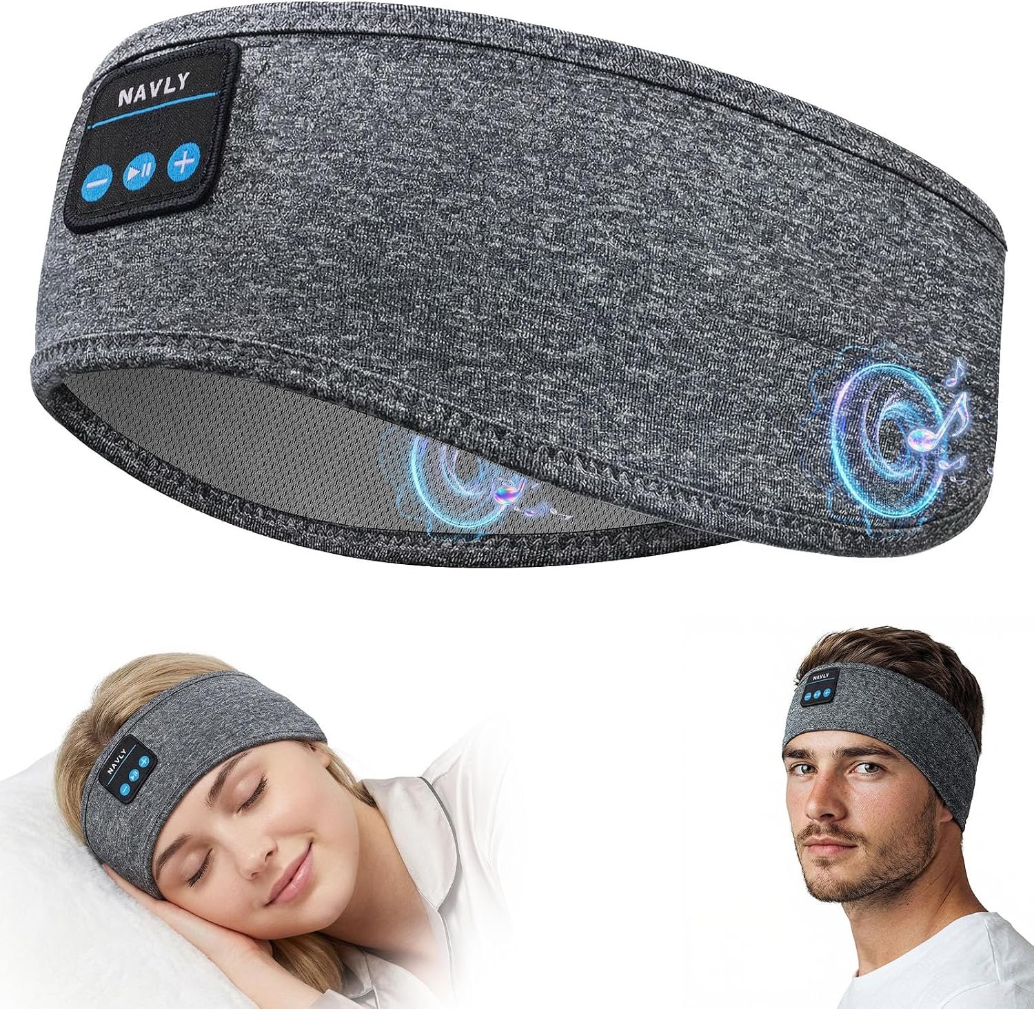 Navly Bluetooth 5.4 Sleep Headphones – 3-in-1 Wireless Music Sleep Mask with Ultra-Thin Speakers for Side Sleeping Adults & Teens, Comfortable Headphones for Women and Men (Deep Grey)