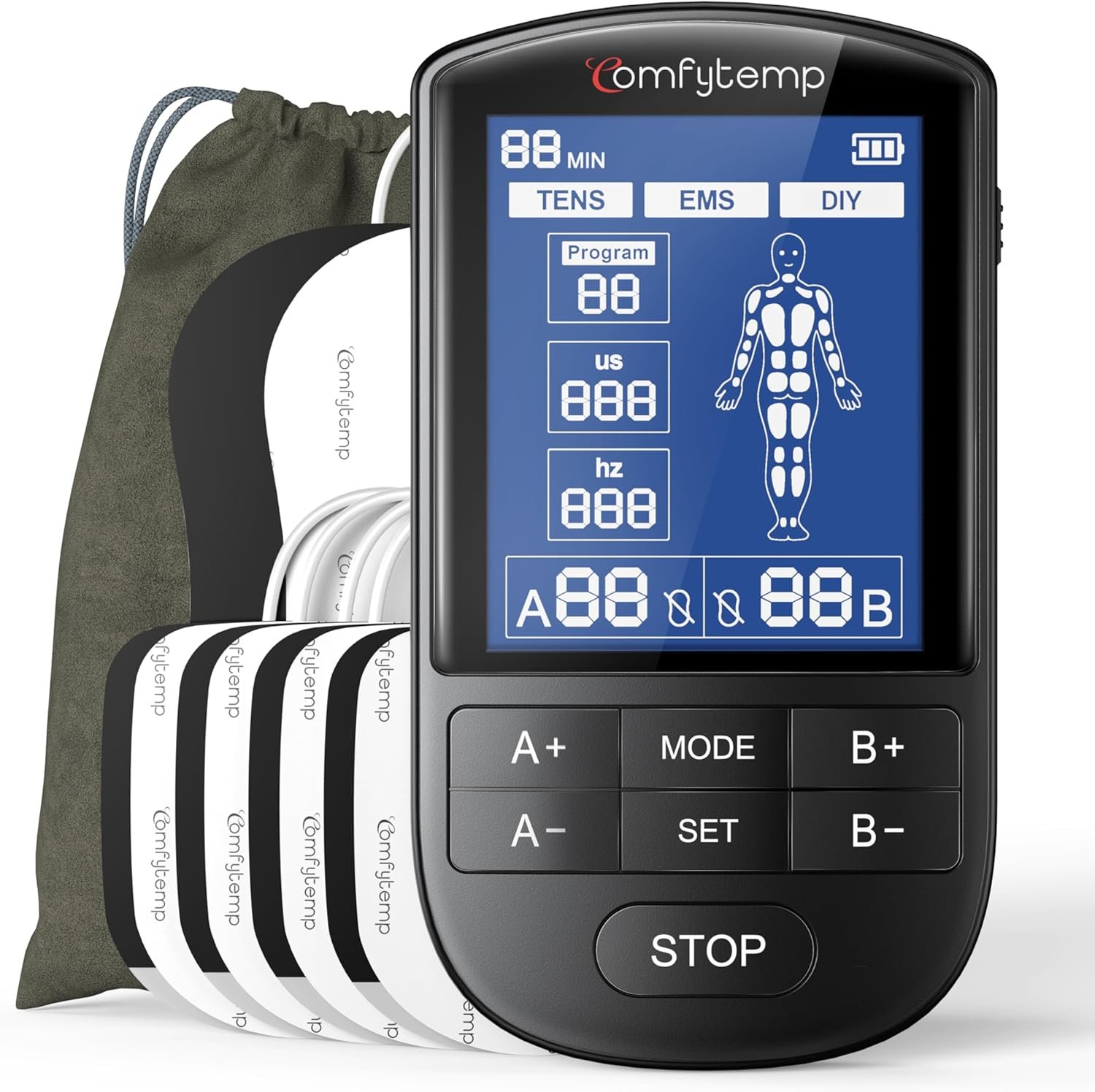 Comfytemp TENS Unit Muscle Stimulator for Pain Relief, FSA Eligible TENS Machine – 20 Modes & DIY, HSA Dual Channel EMS Unit for Back Neck Shoulder Electronic Pulse Massager, Fathers Day Gift, 10 Pads
