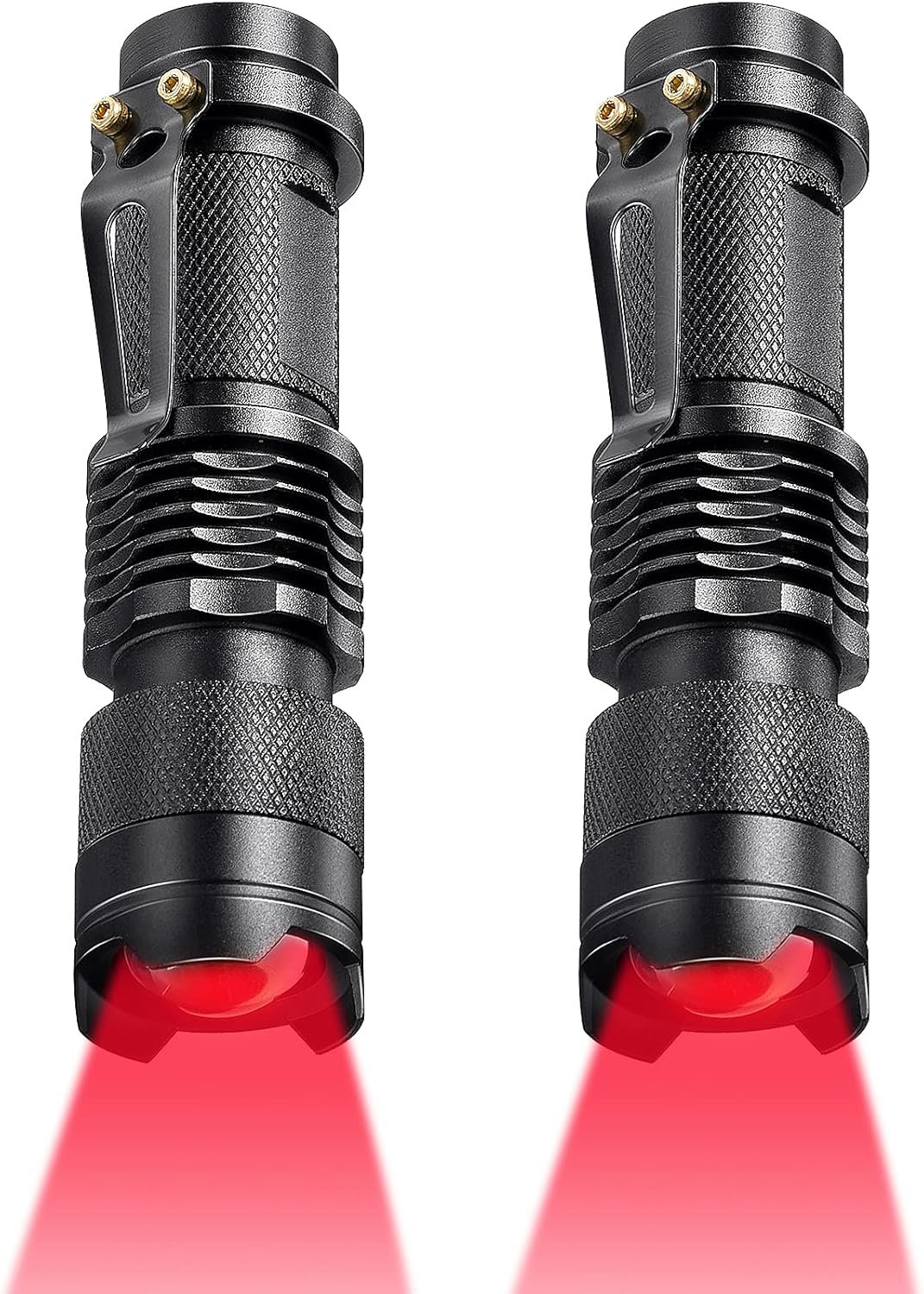 Honoson Red Light Flashlight LED Single Mode Torch 1 Mode Scalable Red Lens Filter Flashlight for Night Astronomy Aviations Observation Beach Safe(2 Pieces)