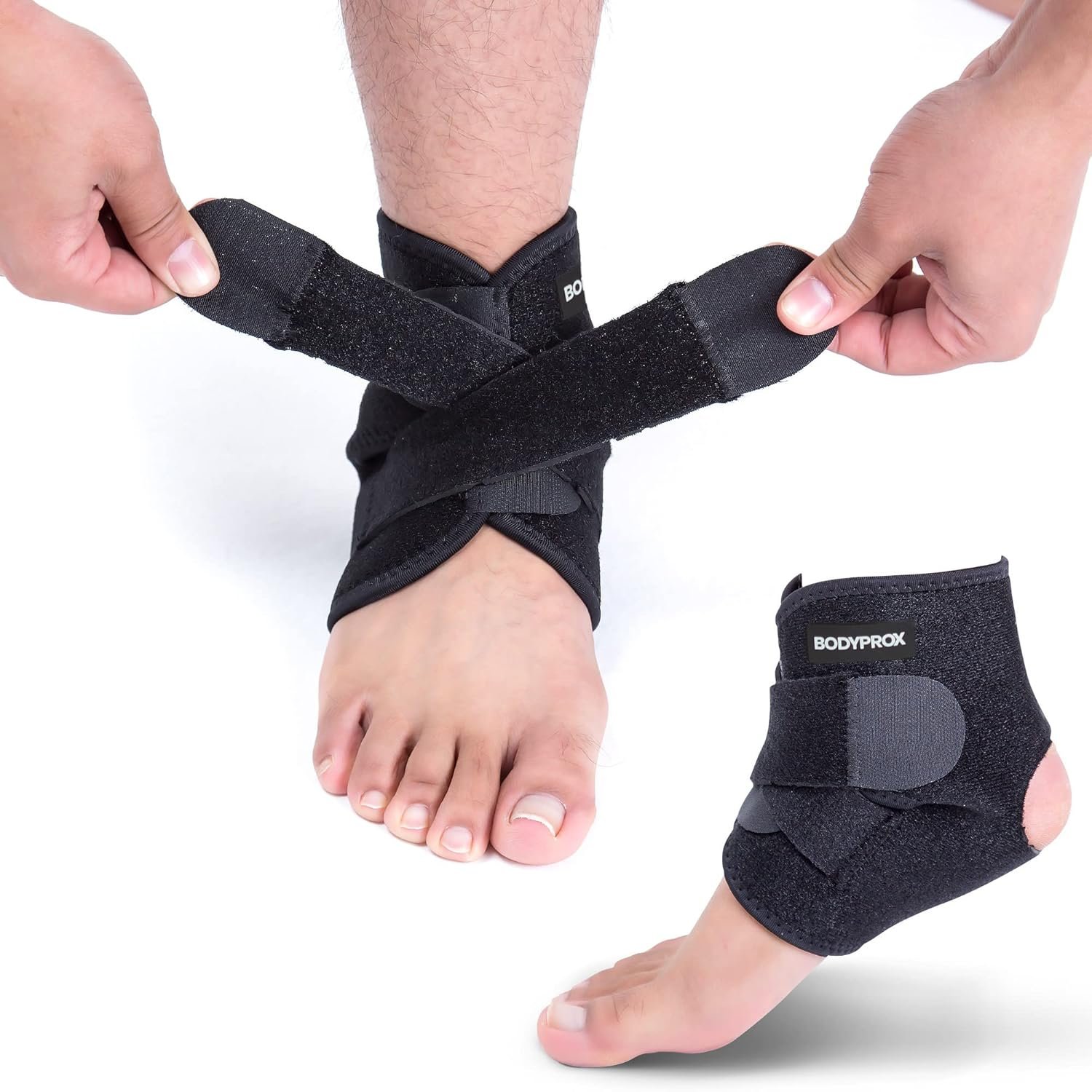 Bodyprox Ankle Support Brace, Breathable Adjustable Wrap, 1 Pack | For Men & Women, Flexible Compression for Sports, Workouts, and Daily Use