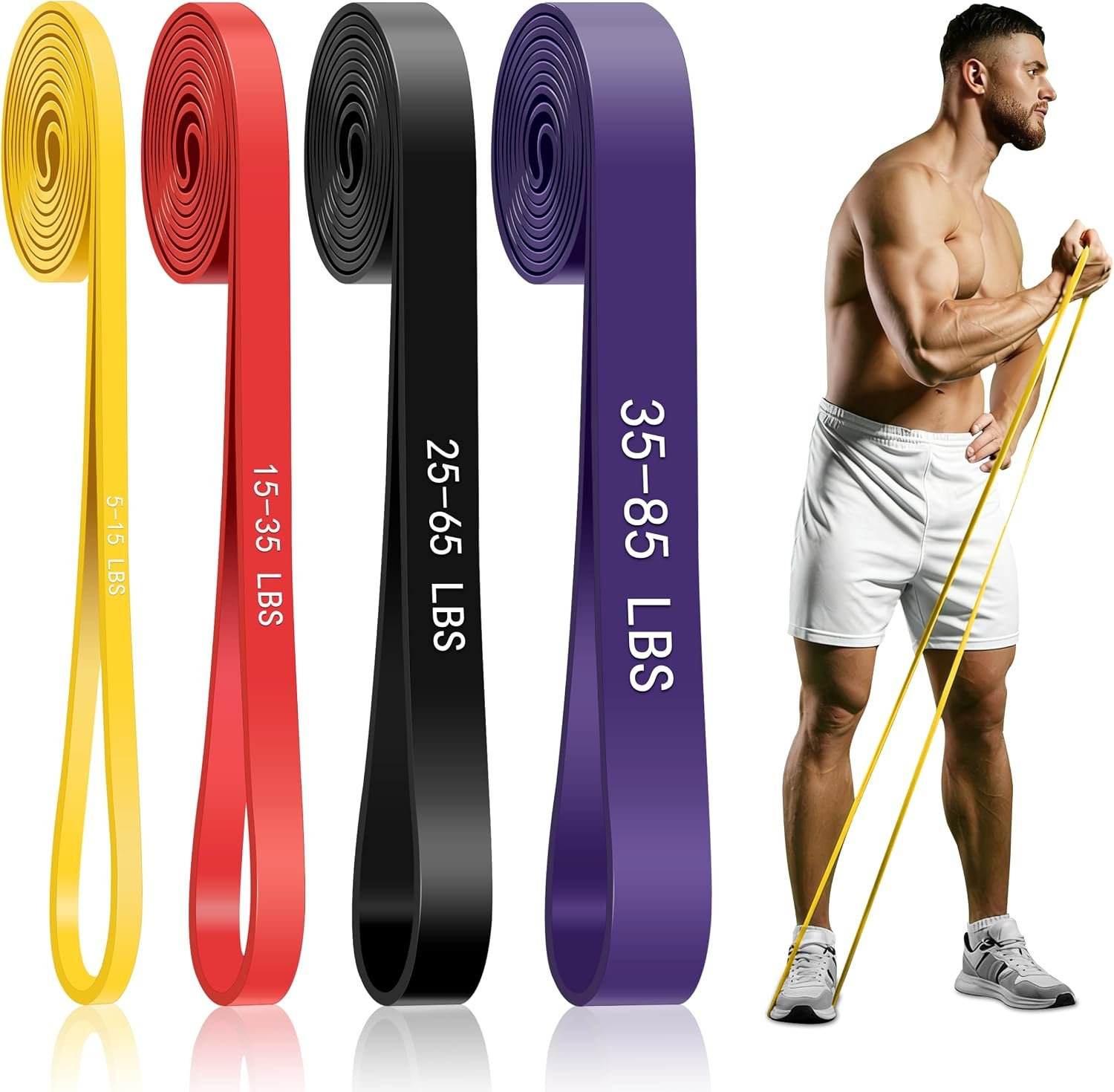Resistance Bands for Working Out, 4-Level Pull Up Assistance Bands, Exercise Bands for Women & Men, Stretch Workout Bands for Full-Body Training, Fitness, Physical Therapy, Pull Up Bands at Home, Gym