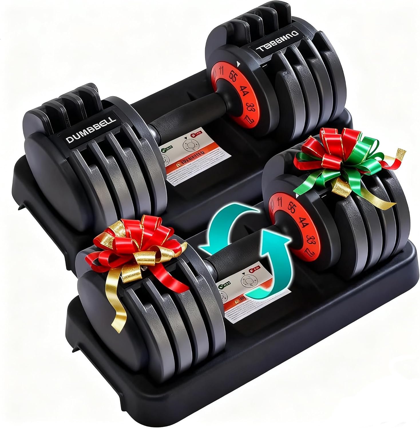 Adjustable Dumbbells 55LBS Dumbbell Set with Tray for Fitness,1-Sec Adjustable Weights Dumbbells Set,with Anti-Slip Texture Handle, Weight Set For Home Gym Suit both Men and Women