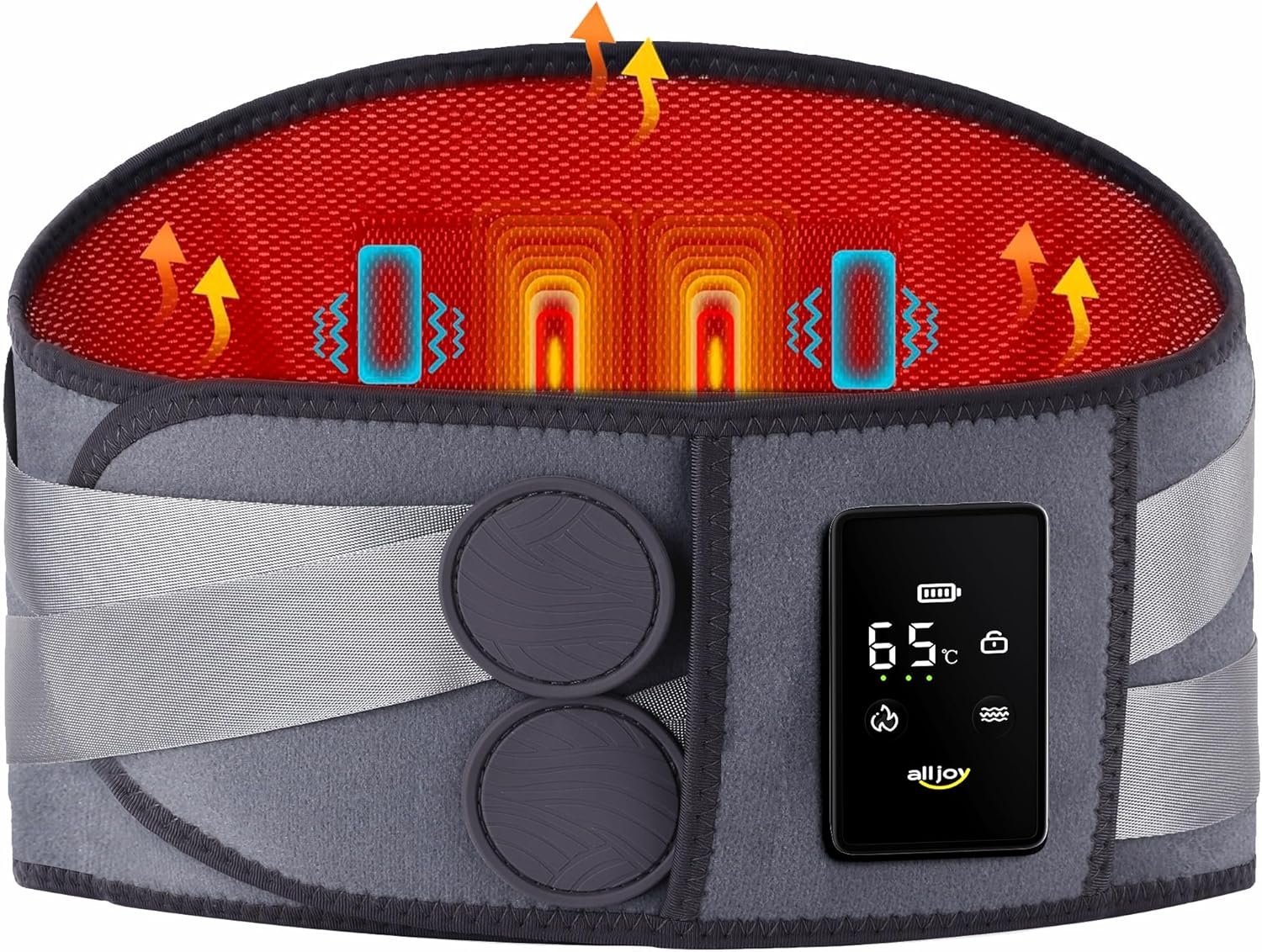 ALLJOY 67″ Cordless Heating Pad for Back, FSA Eligible Items Only List, Birthday Gifts for Women Men, Portable Lower Back Massager with 3 Heat 5 Vibration, Wireless Heating Pad for Cramps