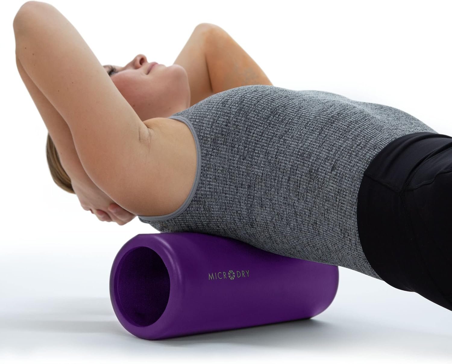 MICRODRY Deluxe Fitness Foam Back Roller for Muscle Relief, Roller for Yoga, Stretching, Deep Tissue Firm Massage & Trigger Point Release, Exercise Workout at Home or Gym, 13×5.3, Purple
