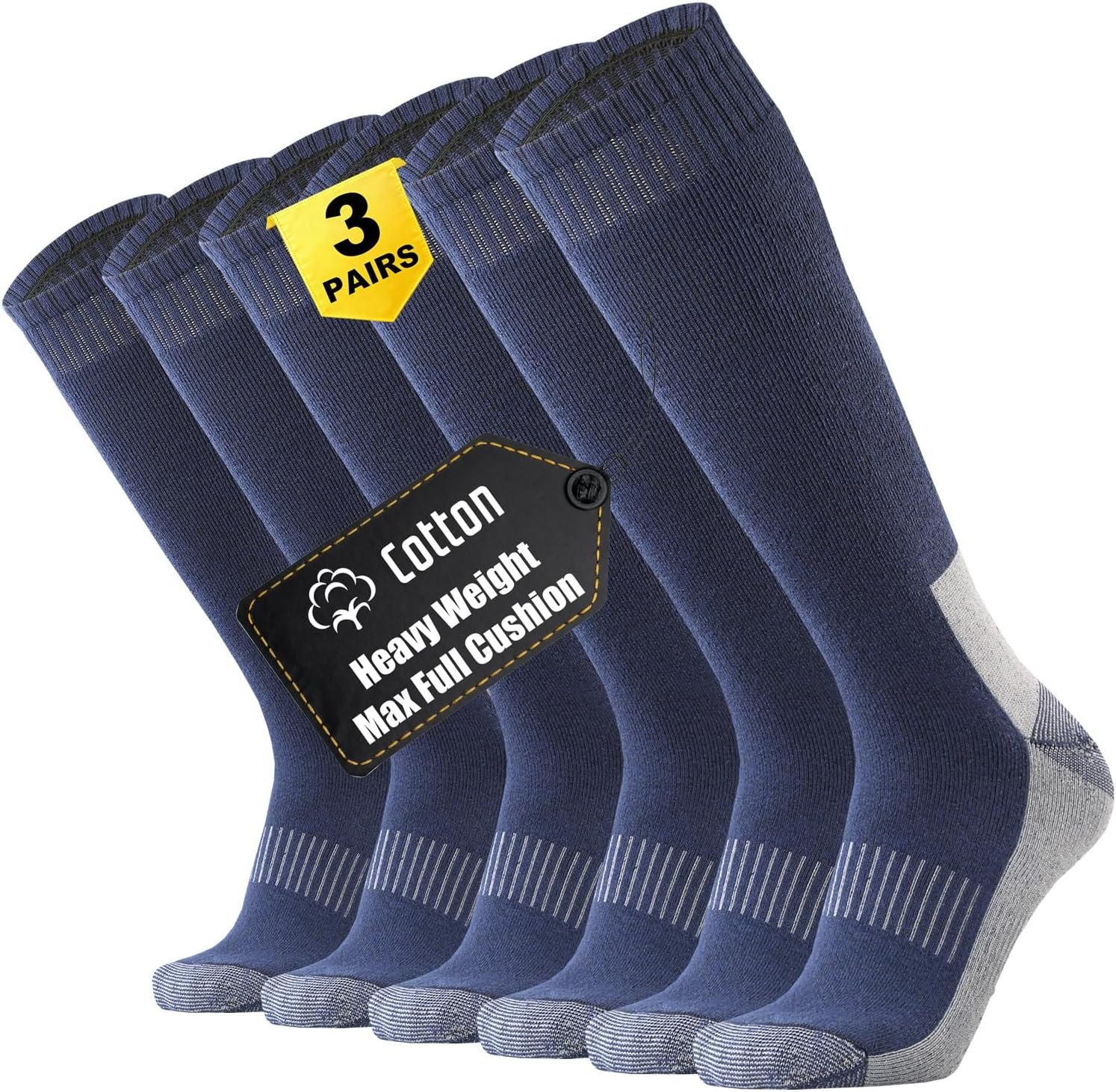 ONKE Knee High Socks for Men Work Boot Heavy Duty Tube Over the Calf Thick Full Cushion Moisture Control Durable Breathable