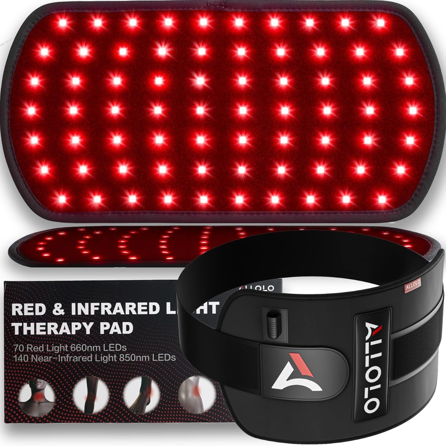 Red Light Therapy for Body, 3 in 1 LEDs Red Light Therapy Belt with Timer Remote Control, 660nm 850nm Infrared Light Therapy Pad for Body Waist Shoulder Knee, 12.3″ x 6″ Large Area