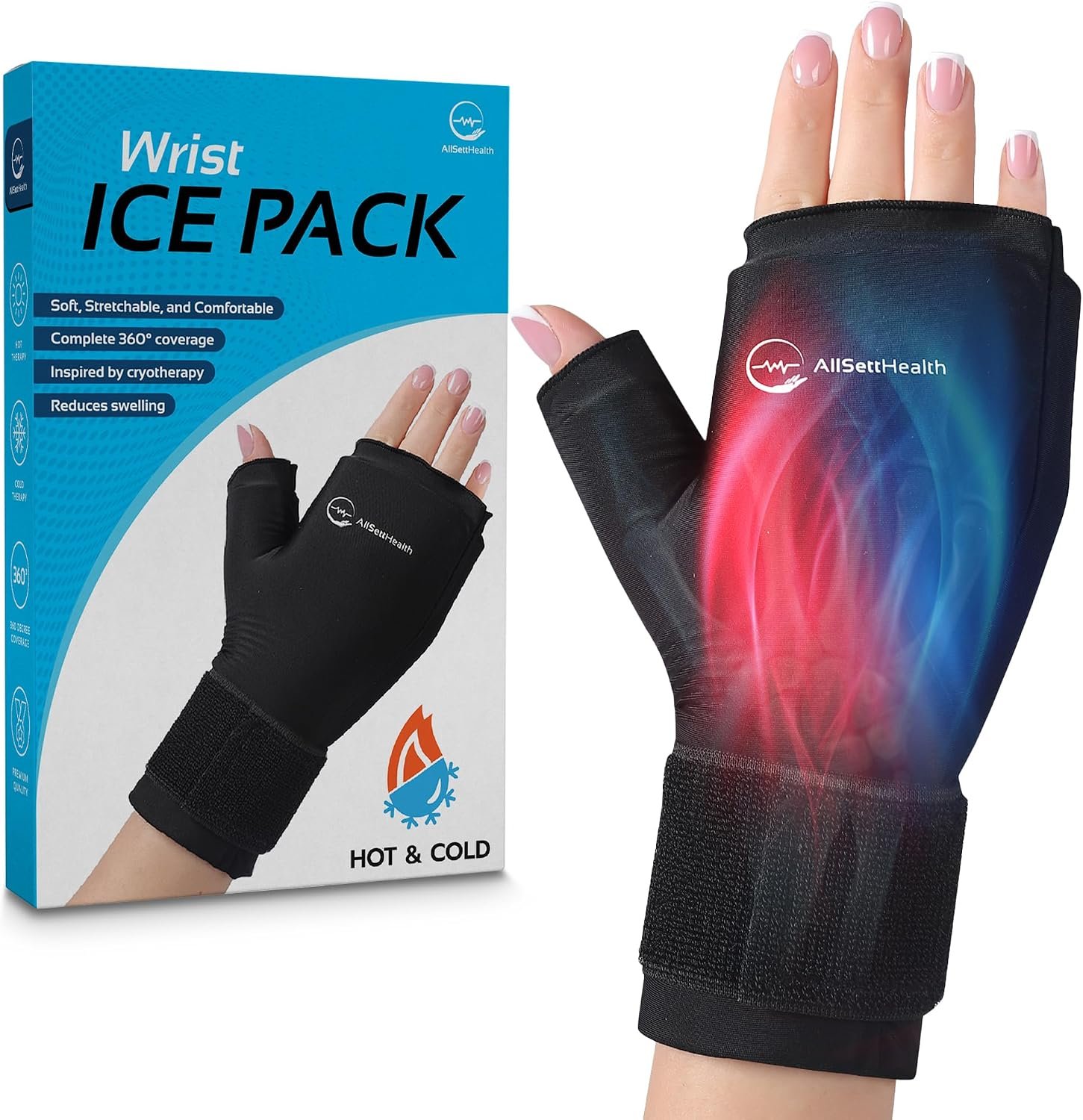 Wrist Ice Pack Wrap – Hot and Cold Gel Thumb & Hand Ice Pack Glove for Arthritis Relief | Microwavable & Freezer Safe, Dual Therapy for Carpal Tunnel, Tendonitis, Swelling, Targeted Relief for Hand