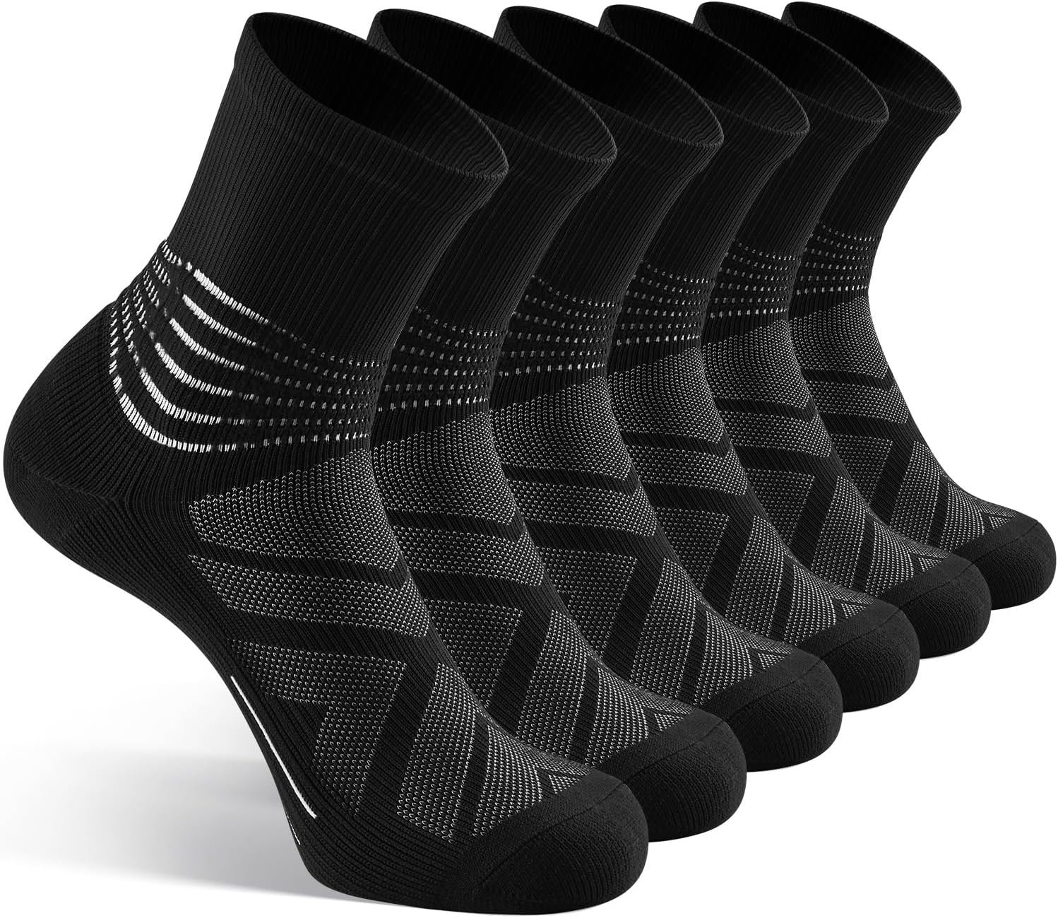 IRAMY Compression Ankle Support Crew Socks Men Women Wicking Plantar Fasciitis Relief Running Hiking Socks 3 Pairs