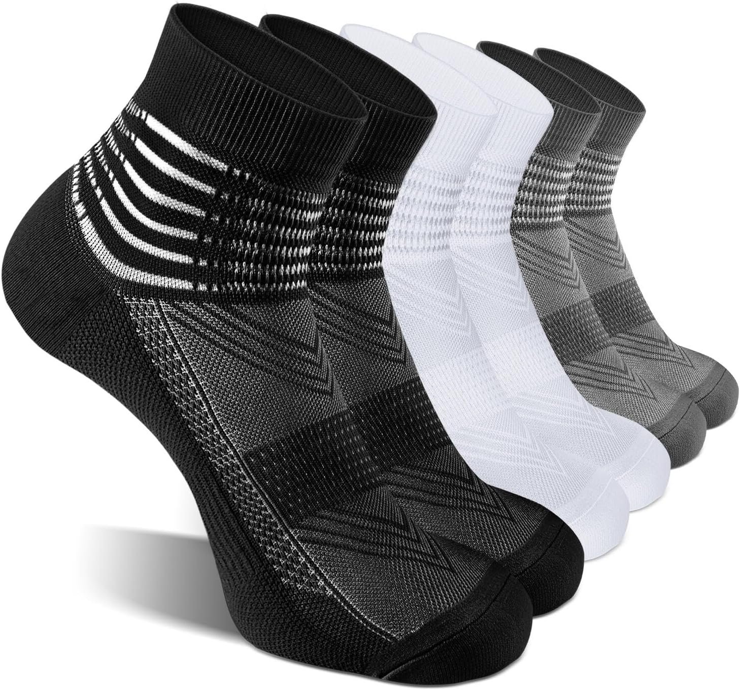 IRAMY Compression Ankle Support Socks Wicking Cushioned Athletic Plantar Fasciitis Relief Men Women 2/3/6 Pairs