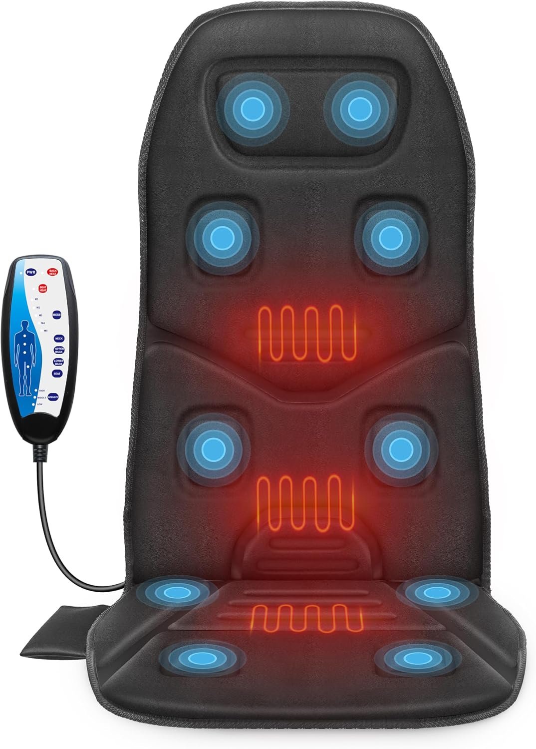 COMFIER 2026 Graphene Heated Chair Massager Pad – 4900 RPM Vibration Motor, Full Back Massage Seat Cushion for Office Chair & Recliner, for Dad Men