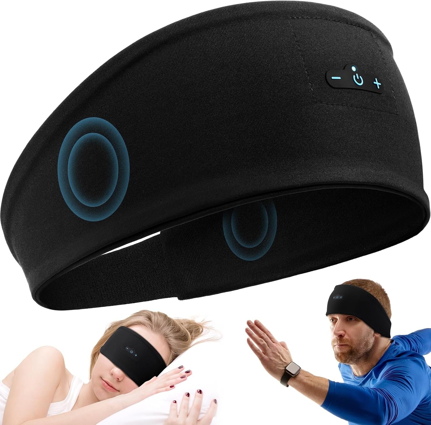 Sleep Headphones Bluetooth Headband for Side Sleeper, 17 Hours Playtime, Wireless Headband Headphones with HD Stereo Speakers for Workout,Running,Yoga, Ideal Gifts for Men, Women, Teens, Black