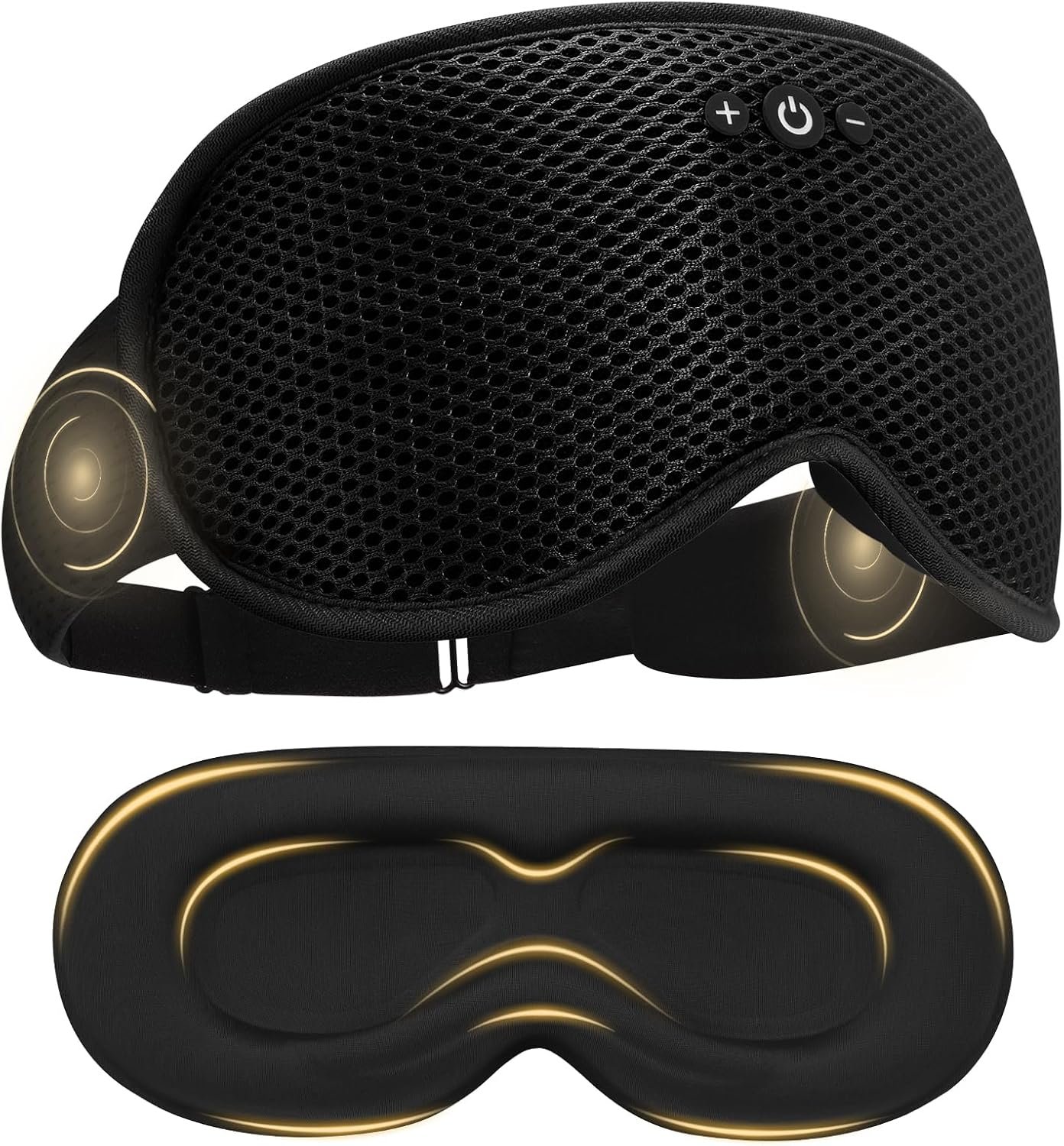 Sleep Mask with Bluetooth Headphones, Removable 3D Contoured Cup, Wireless Eye Mask for Sleep, Sleeping Headphones with Thin Stereo Speakers for Men, Women, Travel, Relaxation – Black