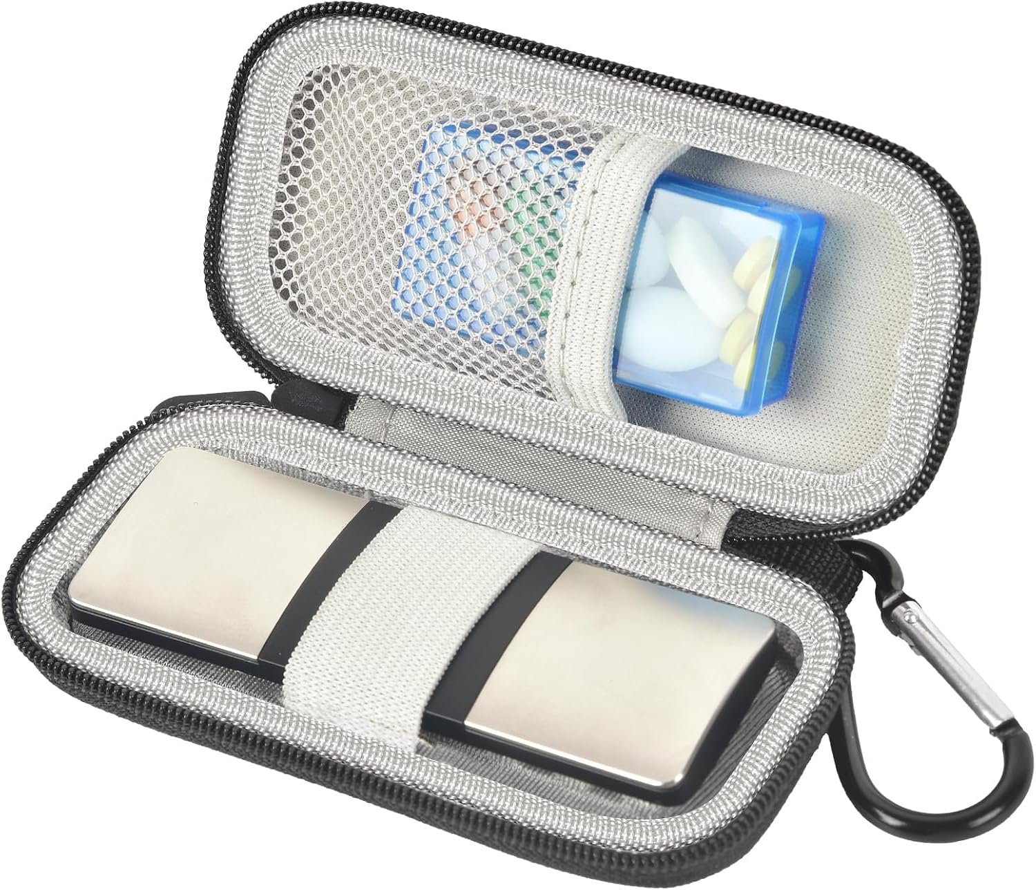 ALKOO Heart Monitor Case for AliveCor for KardiaMobile 1-Lead/for KardiaMobile 6L / for KardiaMobile 6L Max, Hard EKG Monitor Travel Storage Bag with Pill Box and Carabiner, Box Only