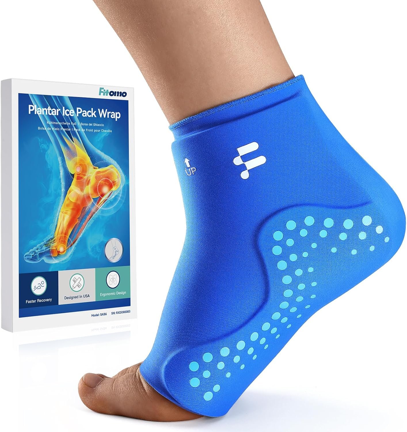 Extended Ankle Ice Pack Wrap for Sprained Ankle & Swelling Relief, 30% Longer Lasting Cold Therapy, Reusable Gel Ice Pack Sleeve for Foot Pain, Plantar Fasciitis, Achilles Tendonitis, Heel Pain, XL