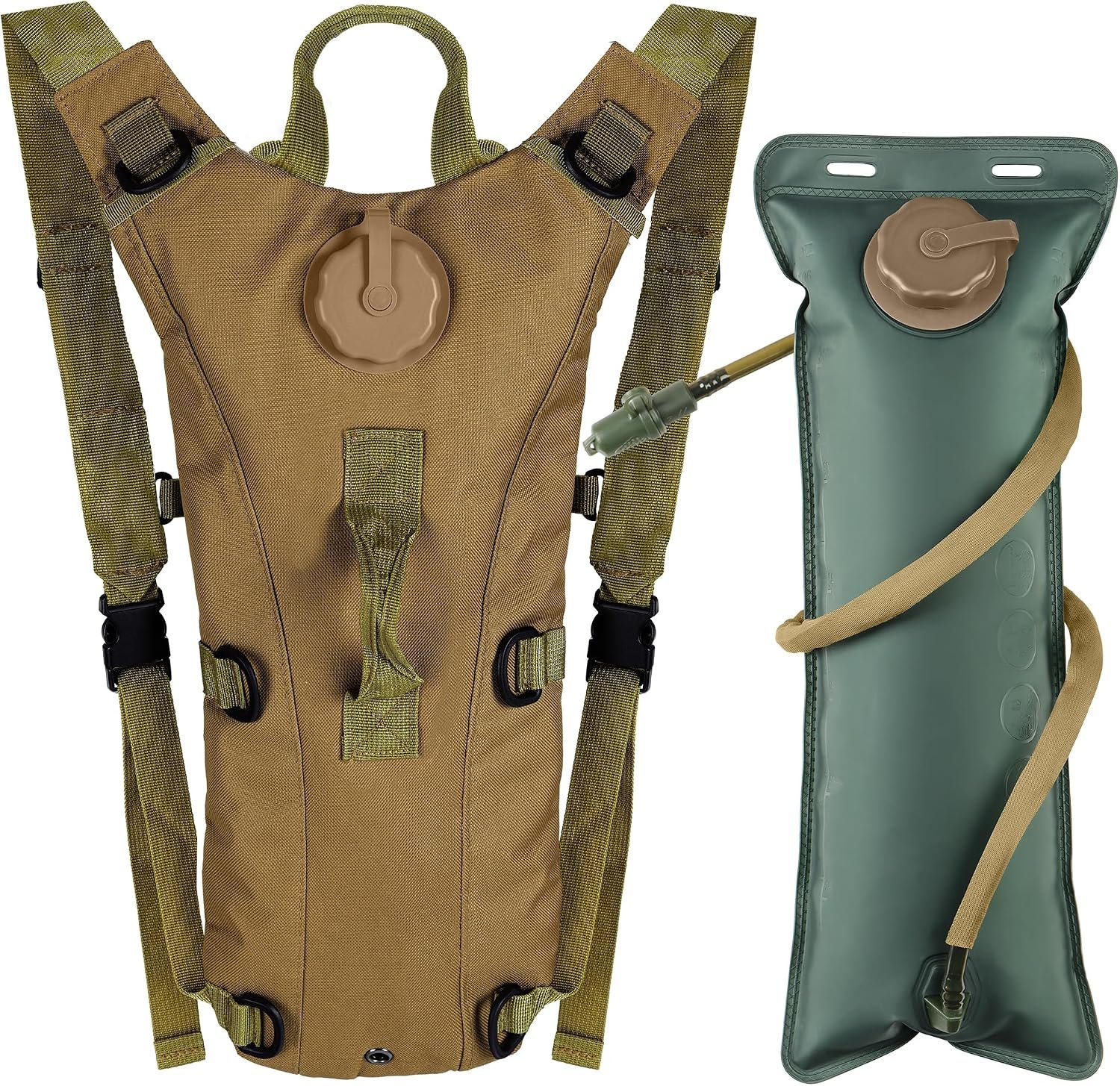 Tactical Hydration Pack Backpack with 3L Water Bladder for Men, Leakproof Military Rave Water Backpack for Running Hiking Cycling Jogging Festival