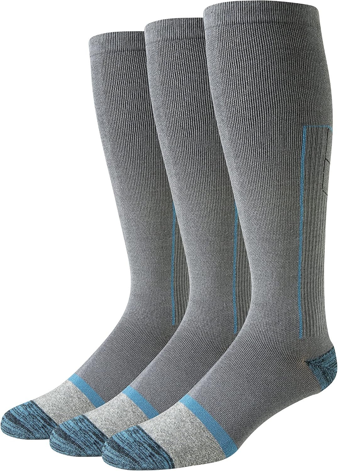 Amazon Essentials Men’s Knee High Graduated Compression Socks for Circulation, Swelling, Arch Support, 3 Pairs