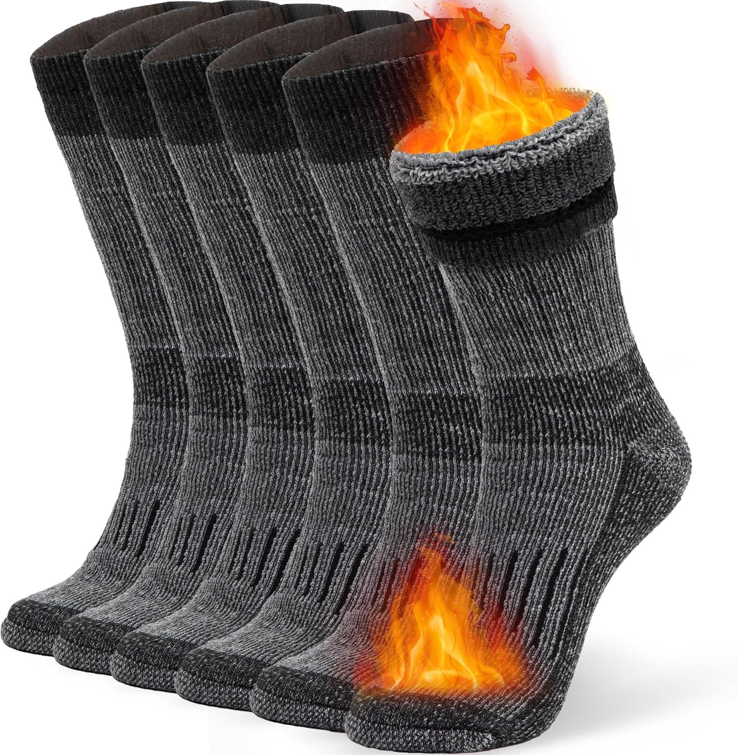 Alvada Mens Merino Wool Crew Socks Thermal and Warm Socks for Winter Work Hiking Running 3 Pairs