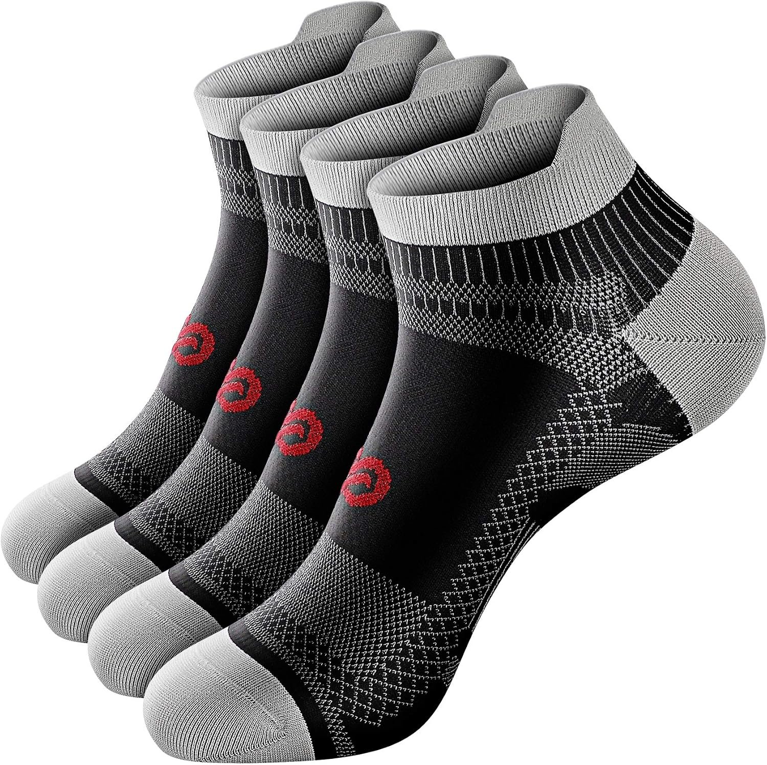 PAPLUS Compression Socks for Men & Women, 2/4/6 Pairs Ankle Running Socks with Arch Support, Ankle Support, Plantar Fasciitis