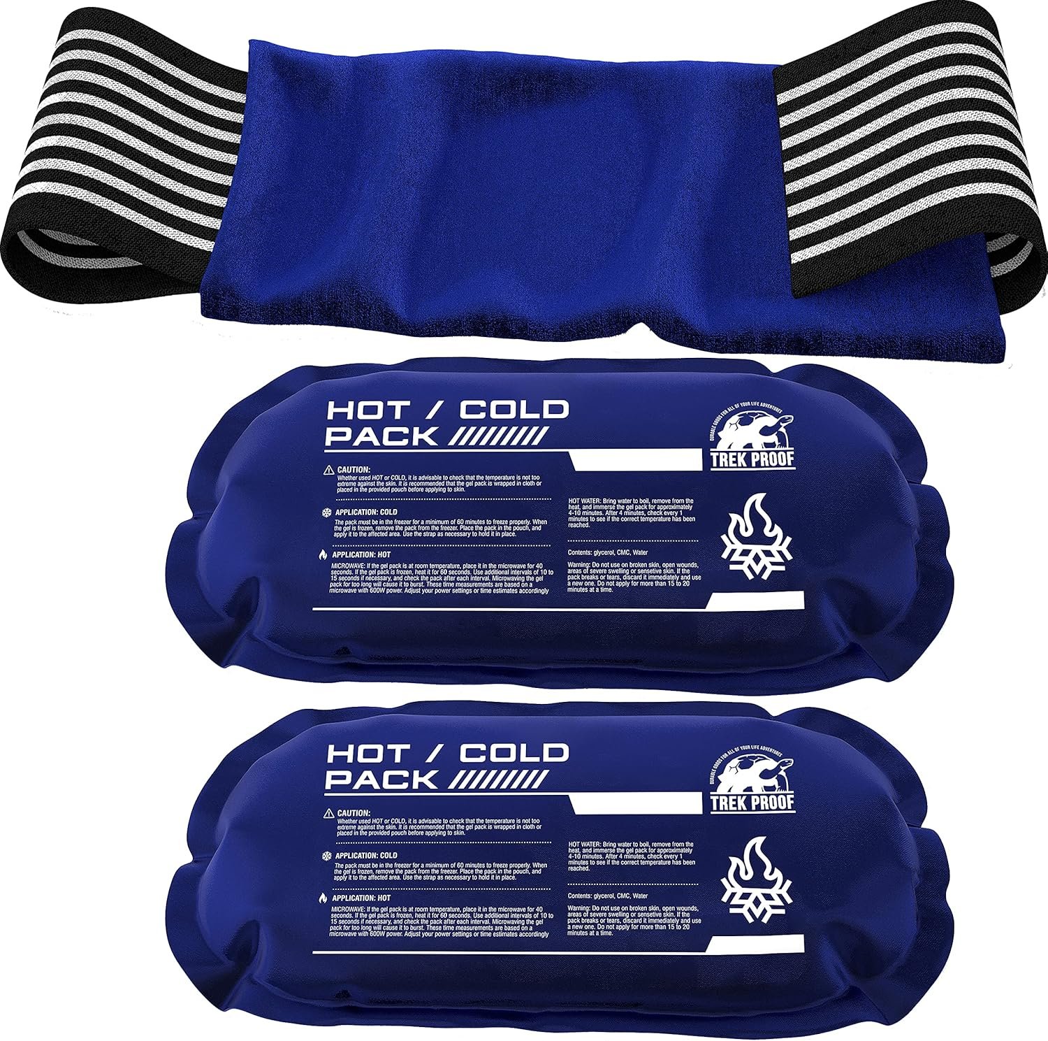 Ice Pack (3-Piece Set) – Reusable Hot and Cold Therapy Gel Wrap Support Injury Recovery, Alleviate Joint and Muscle Pain – Rotator Cuff, Knees, Back & More (3 Piece Set – Large)