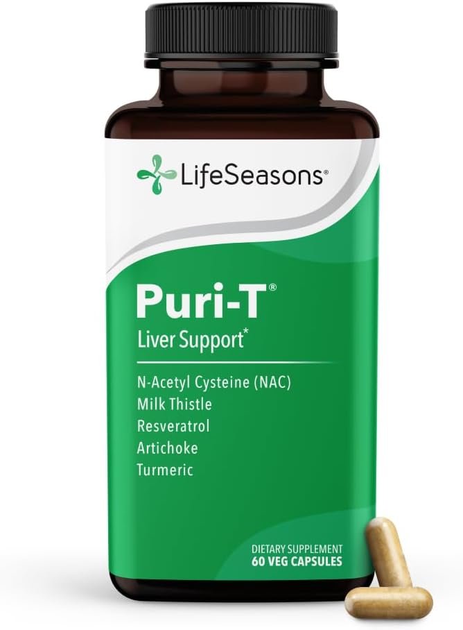 LifeSeasons Puri-T – Liver Cleanse & Detox Support Supplement – Resveratrol, N-Acetyl Cysteine, Milk Thistle, Artichoke & Turmeric – Supports Tissue Regeneration & Healthy Bile Flow – 60 Capsules