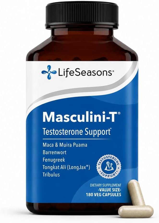 LifeSeasons Masculini-T – Testosterone Support Supplement – Enhances Mental & Physical Aspects of Sexual and Athletic Performance – Supports Normal Erectile Function – Improve Libido – 180 Capsules